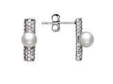 Sterling Silver Freshwater Pearl and Cubic Zirconia Earring