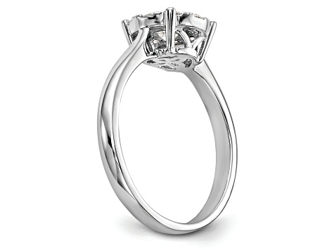 Rhodium Over 14K White Gold Diamond Cluster Engagement Ring 0.7ctw