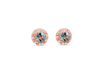 Picture of Aquamarine and CZ Round 18K Rose Gold Over Sterling Silver Button type Earrings, 0.86ctw