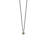 Sterling Silver Antiqued with 14K Accent Diamond Round Pendant Necklace