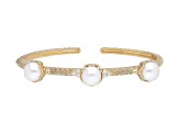 Judith Ripka Cultured Freshwater Pearl and 0.20ctw Bella Luce® 14k Gold Clad Cuff Bracelet