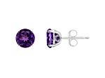 6mm Round Amethyst Rhodium Over Sterling Silver Stud Earrings