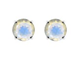 6mm Round Moonstone Rhodium Over Sterling Silver Stud Earrings