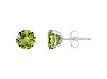 6mm Round Peridot Rhodium Over Sterling Silver Stud Earrings