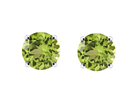 6mm Round Peridot Rhodium Over Sterling Silver Stud Earrings