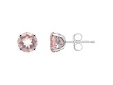 6mm Round Rose Quartz Rhodium Over Sterling Silver Stud Earrings