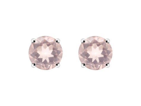 6mm Round Rose Quartz Rhodium Over Sterling Silver Stud Earrings