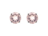 6mm Round Rose Quartz Rhodium Over Sterling Silver Stud Earrings