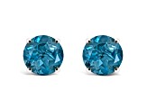 6mm Round London Blue Topaz Rhodium Over Sterling Silver Stud Earrings