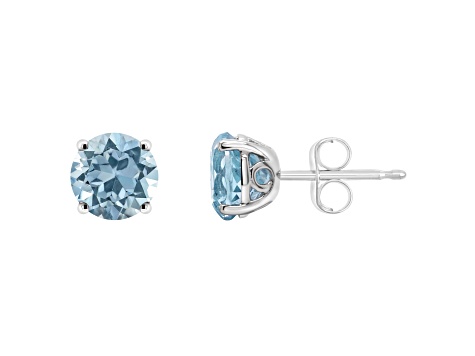 6mm Round Sky Blue Topaz Rhodium Over Sterling Silver Stud Earrings