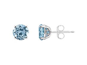 6mm Round Sky Blue Topaz Rhodium Over Sterling Silver Stud Earrings