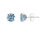 6mm Round Sky Blue Topaz Rhodium Over Sterling Silver Stud Earrings