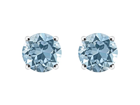 6mm Round Sky Blue Topaz Rhodium Over Sterling Silver Stud Earrings