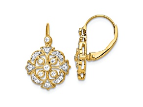 10k Yellow Gold and Rhodium Over 10k Yellow Gold 0.33ctw Diamond Dangle Earrings