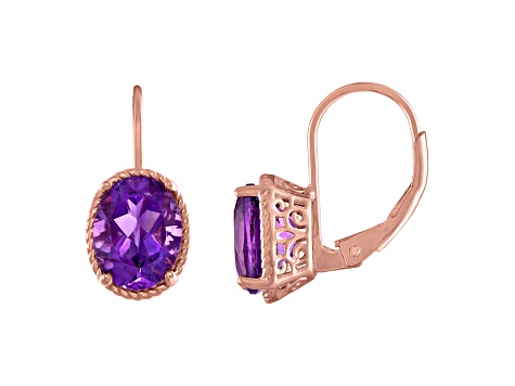 Purple Amethyst 14k Rose Gold Over Sterling Silver Drop Earrings 3.60ctw