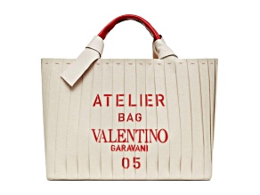 Valentino Garavani 05 Plisse Edition Sac Atelier Large Canvas Tote Bag