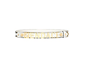 Fendi Fendace Gold Logo Ivory Leather Belt Size 85