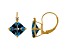 10K Yellow Gold Lab Created Aquamarine and Diamond Princess Leverback Earrings 2.40ctw