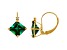 10K Yellow Gold Lab Created Emerald and Diamond Princess Leverback Earrings 2.40ctw