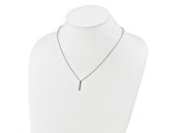 Rhodium Over Sterling Silver Polished Cubic Zirconia Bar Necklace