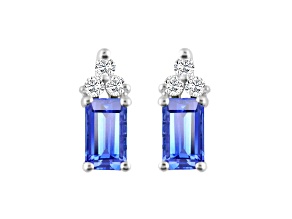Tanzanite With White Diamond Rhodium Over 14k White Gold Earrings 0.61ctw