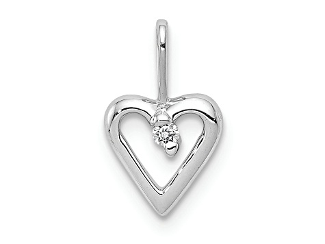 Rhodium Over 14k White Gold Diamond Heart Pendant - 12J26A | JTV.com