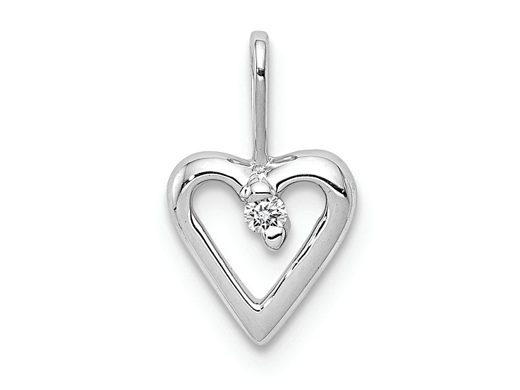 Rhodium Over 14k White Gold Diamond Heart Pendant