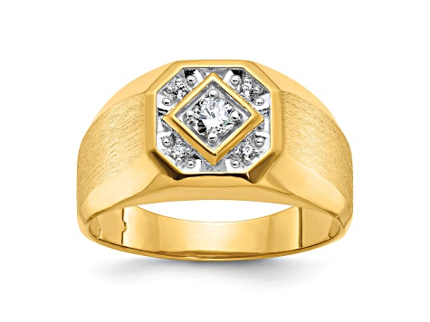 Unique 10K Yellow Gold 2 carat Large Diamond Ring for Men Round Shape by  Luxurman 406870