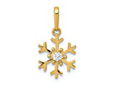 14K Yellow Gold Polished Cubic Zirconia Snowflake Charm Pendant