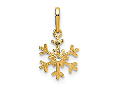 14K Yellow Gold Polished Cubic Zirconia Snowflake Charm Pendant