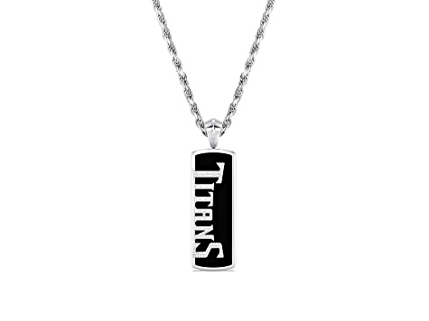 NFL Tennessee Titans Unisex Onyx and 0.10ctw Diamond Sterling Silver Pendant With 18" Chain