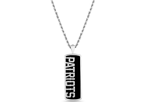 NFL New England Patriots Unisex Onyx and 0.10ctw Diamond Sterling Silver Pendant With 18" Chain