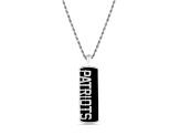 NFL New England Patriots Unisex Onyx and 0.10ctw Diamond Sterling Silver Pendant With 18" Chain