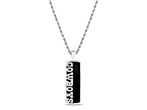 NFL Dallas Cowboys Unisex Onyx and 0.10ctw Diamond Sterling Silver Pendant With 18" Chain