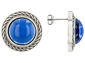 Blue Zircon Celtic Sterling Silver Earrings 3.04ctw