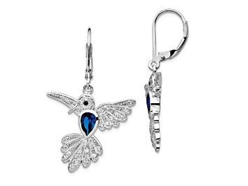 Picture of Rhodium Over Sterling Silver Lab Created Spinel and Cubic Zirconia Hummingbird Earrings