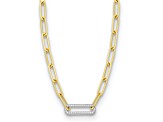 14K Yellow Gold Diamond Paper Clip Link 17.75 Inch Necklace