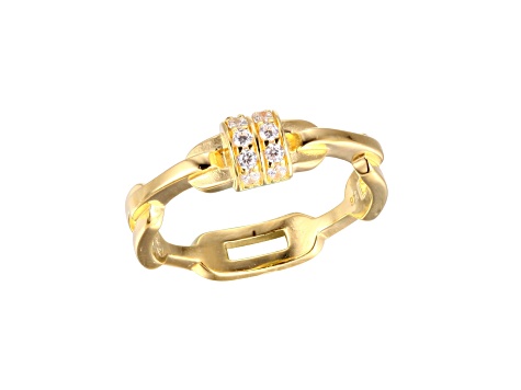 White Cubic Zirconia 18k Yellow Gold Over Sterling Silver Ring 0.26ctw