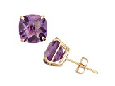 Cushion Amethyst 10K Yellow Gold Earrings 4.80ctw