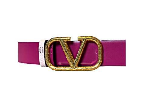 ベルト VALENTINO DARK PINK LEATHER VLOGO BELT Valentino Garavani VLogo Reversible Belt Size 85 Pink