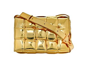 Bottega Veneta Padded Cassette Metallic Gold Lambskin Crossbody Bag
