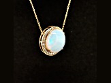 Ethiopian Opal and White Diamond 14K Yellow Gold Necklace, 15.19ctw.