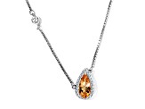 Sterling Silver Pear Shape Citrine and White Zircon Necklace 1.73ctw