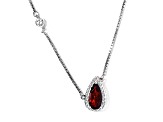 Sterling Silver Pear Shape Garnet and White Zircon Necklace 1.73ctw