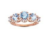 Aquamarine Simulant  14K Rose Gold Over Sterling Silver 5-Stone Ring 2.73ctw