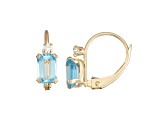 Swiss Blue Topaz and White Zircon 10K Yellow Gold Dangle Earrings 1.40ctw