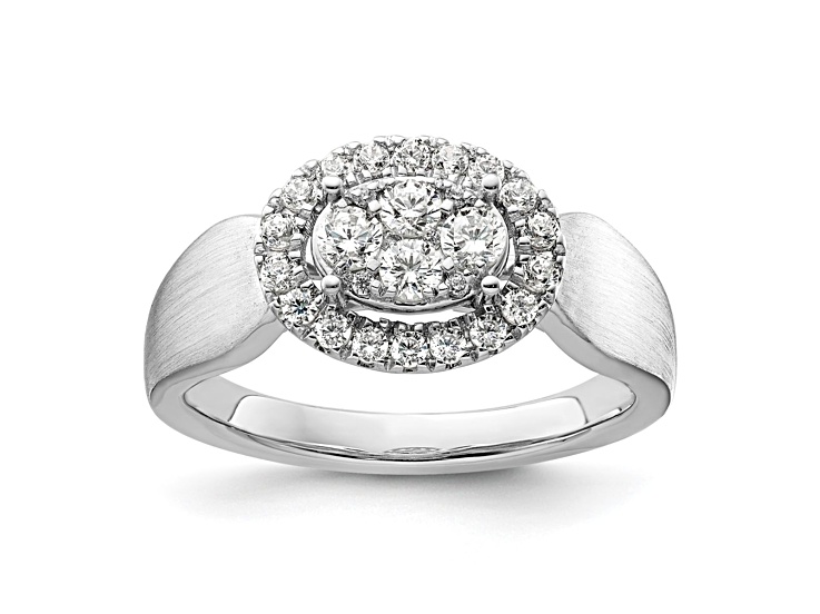 Rhodium Over 14K White Gold Lab Grown Diamond VS/SI GH, Cluster Ring 0.497ctw