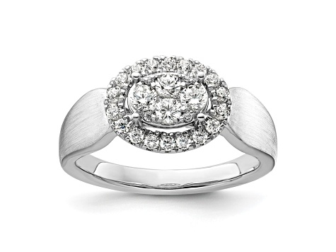 Rhodium Over 14K White Gold Lab Grown Diamond VS/SI GH, Cluster Ring 0.497ctw