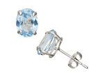 Oval Aquamarine Simulant 10K White Gold Earrings 1.66ctw