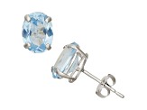 Oval Aquamarine Simulant 10K White Gold Earrings 1.66ctw